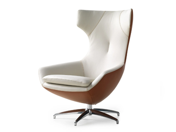 LX662 - Wing swivel leather armchair by LEOLUX LX - view 2